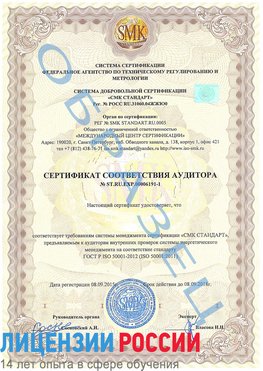Образец сертификата соответствия аудитора №ST.RU.EXP.00006191-1 Поронайск Сертификат ISO 50001